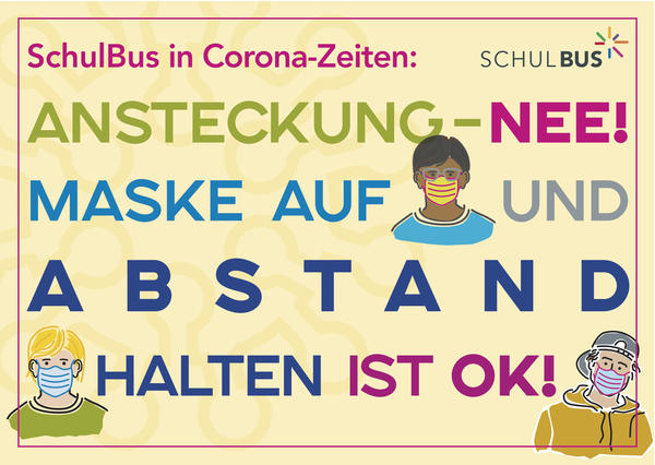 SchulBus Maske auf Abstand halten