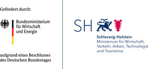 Logo gef�rdert durch Bundesministerium f�r Wirtschaft und Energie sowie Ministerium f�r Wirtschaft, Verkehr, Arbeit, Technologie und Tourismus des Landes Schleswig-Holstein